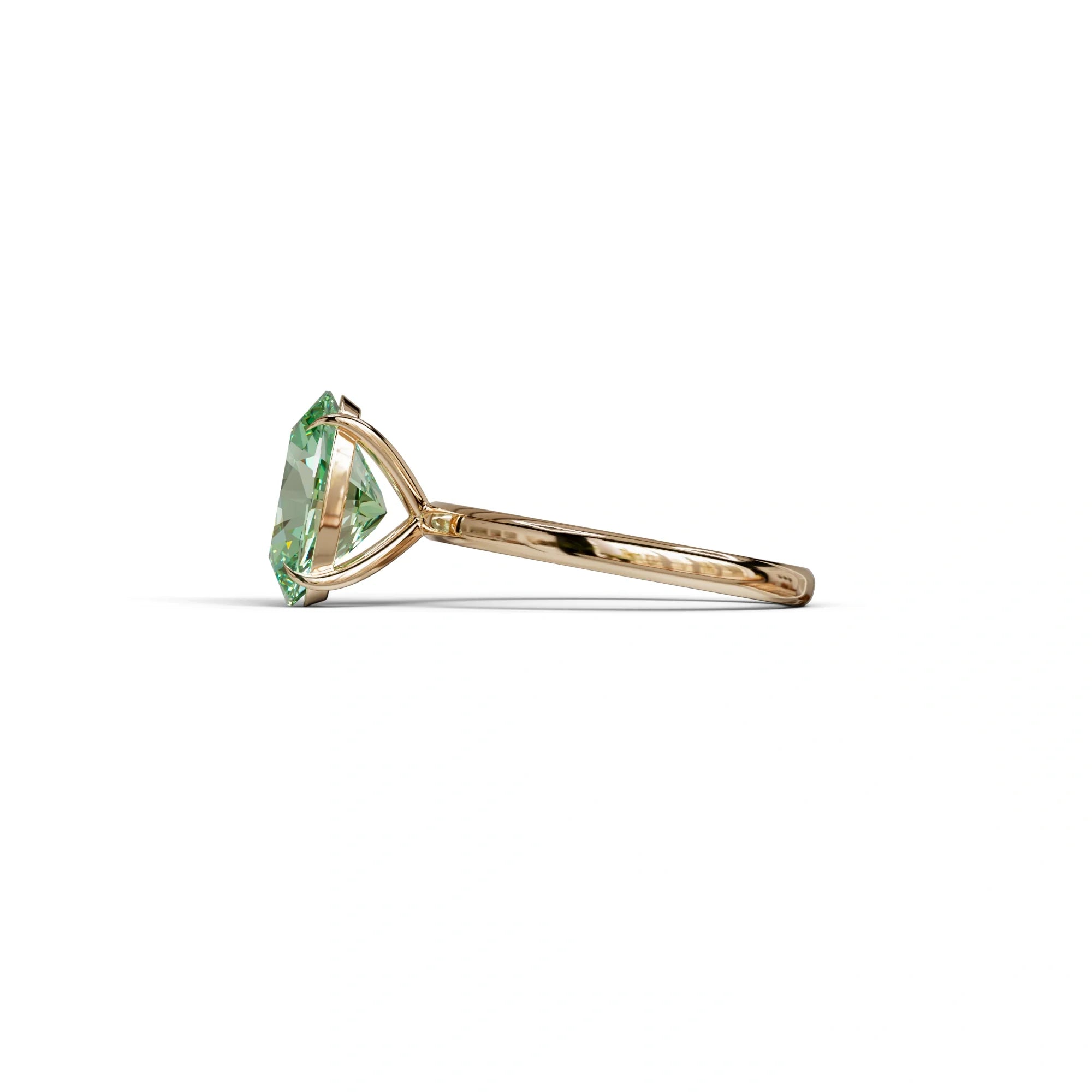 Green Oval Cut Solitaire Lab Grown Diamond Engagement Ring - Curiosa