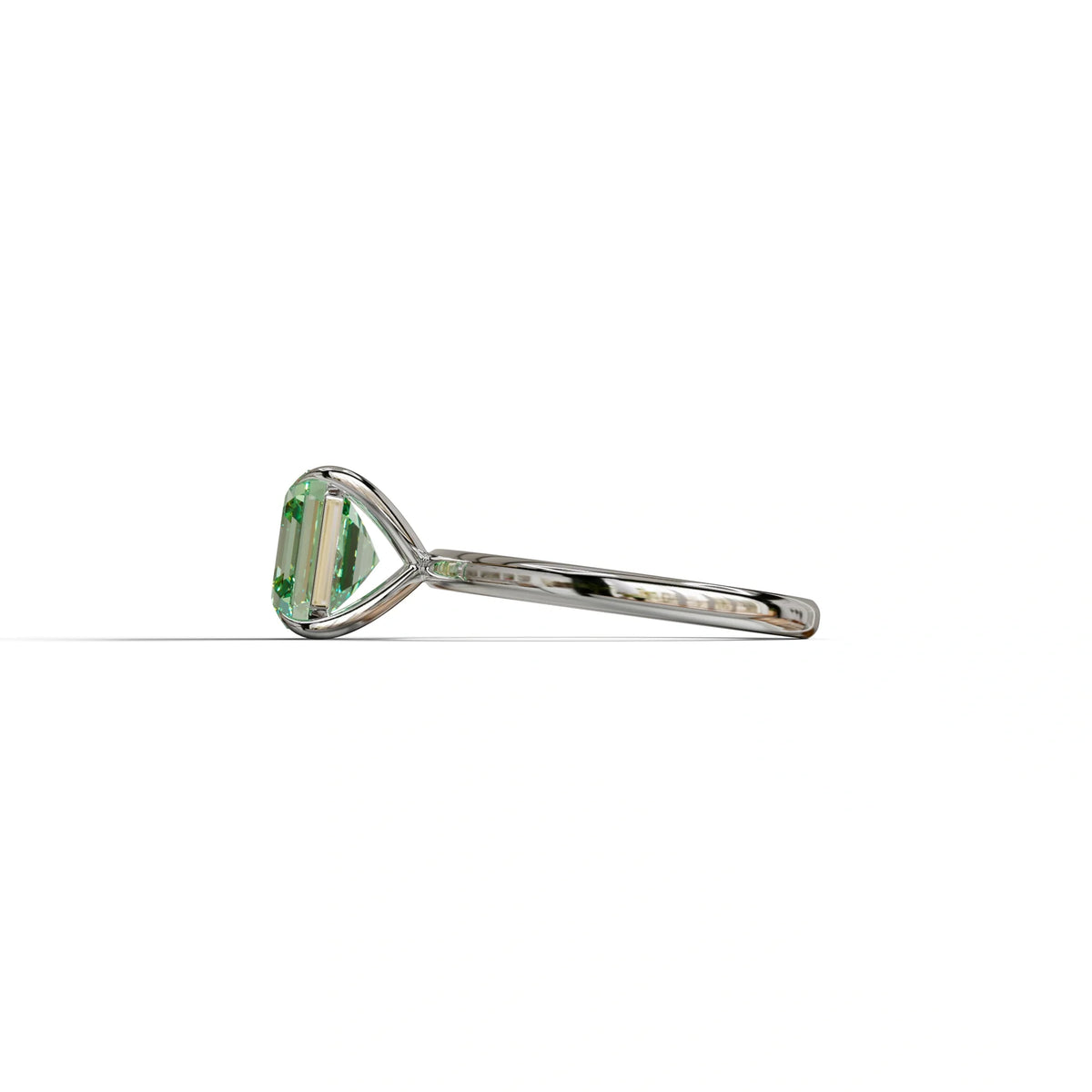 Green Asscher Cut Solitaire Lab Grown Diamond Engagement Ring - Fabriciana