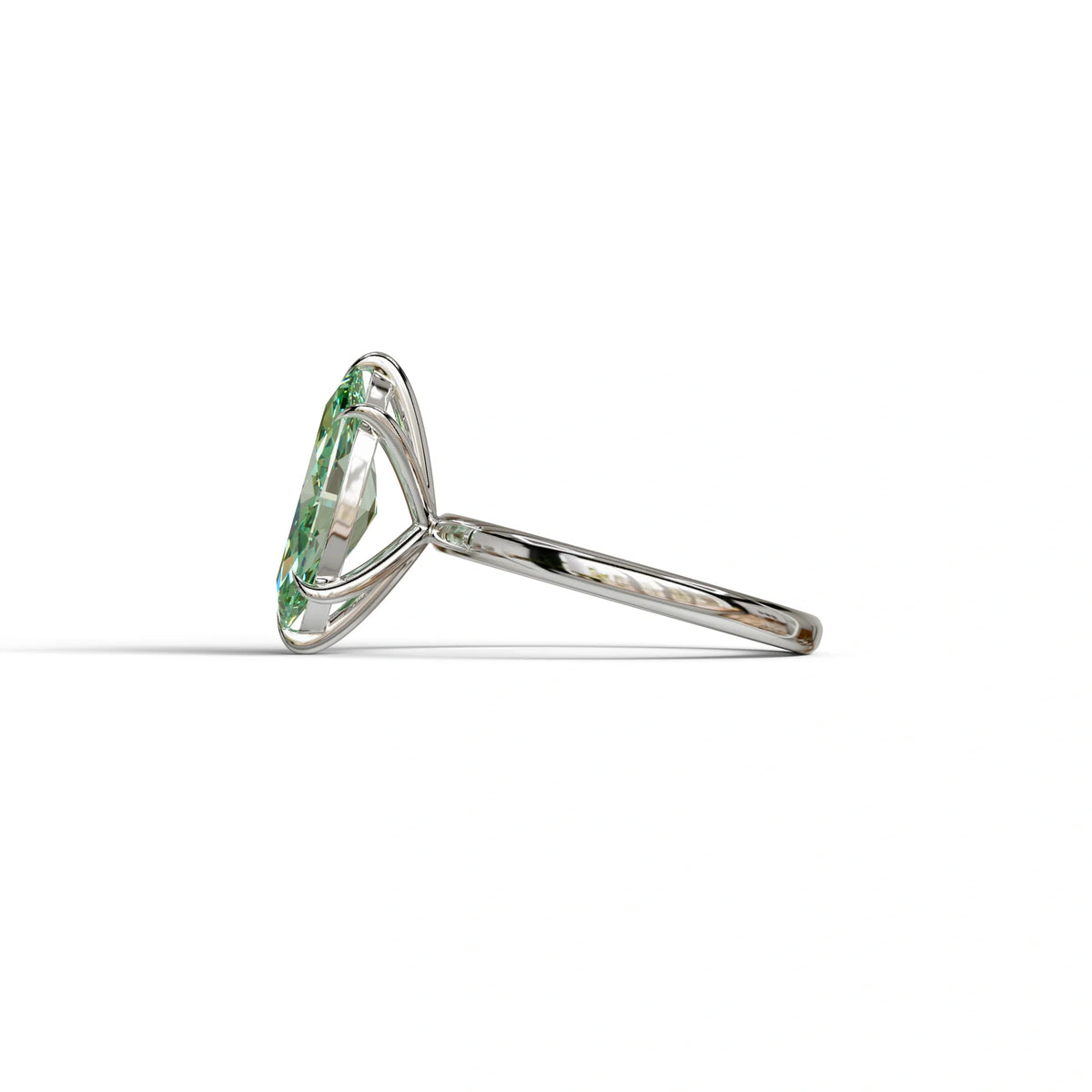 Fancy Vivid Green Marquise Cut Solitaire Lab Grown Diamond Engagement Ring - Celestina