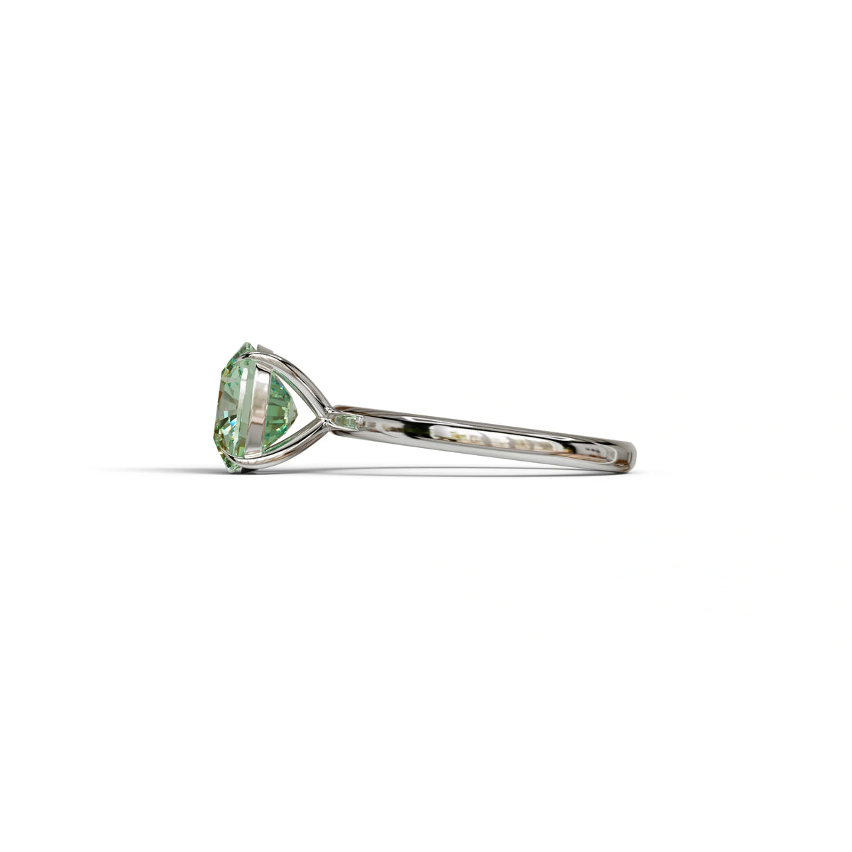 Green Cushion Cut Solitaire Lab Grown Diamond Engagement Ring - Mesmera