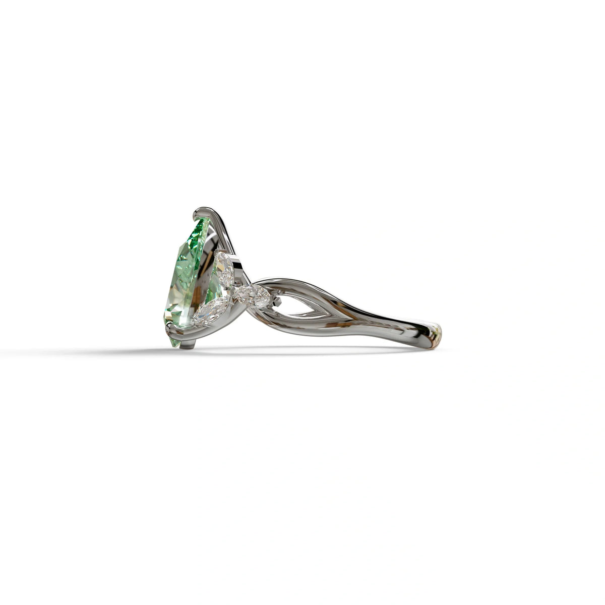 3 Carat Green Pear Cut Cluster-Vintage Setting Lab Grown Diamond Ring - Celena