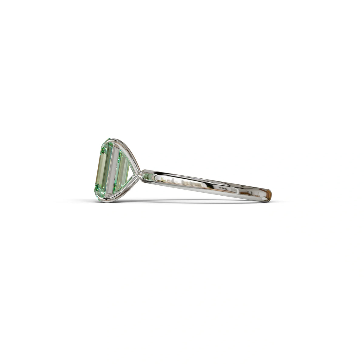 Green Emerald Cut Solitaire Lab Grown Diamond Engagement Ring - Vanessa