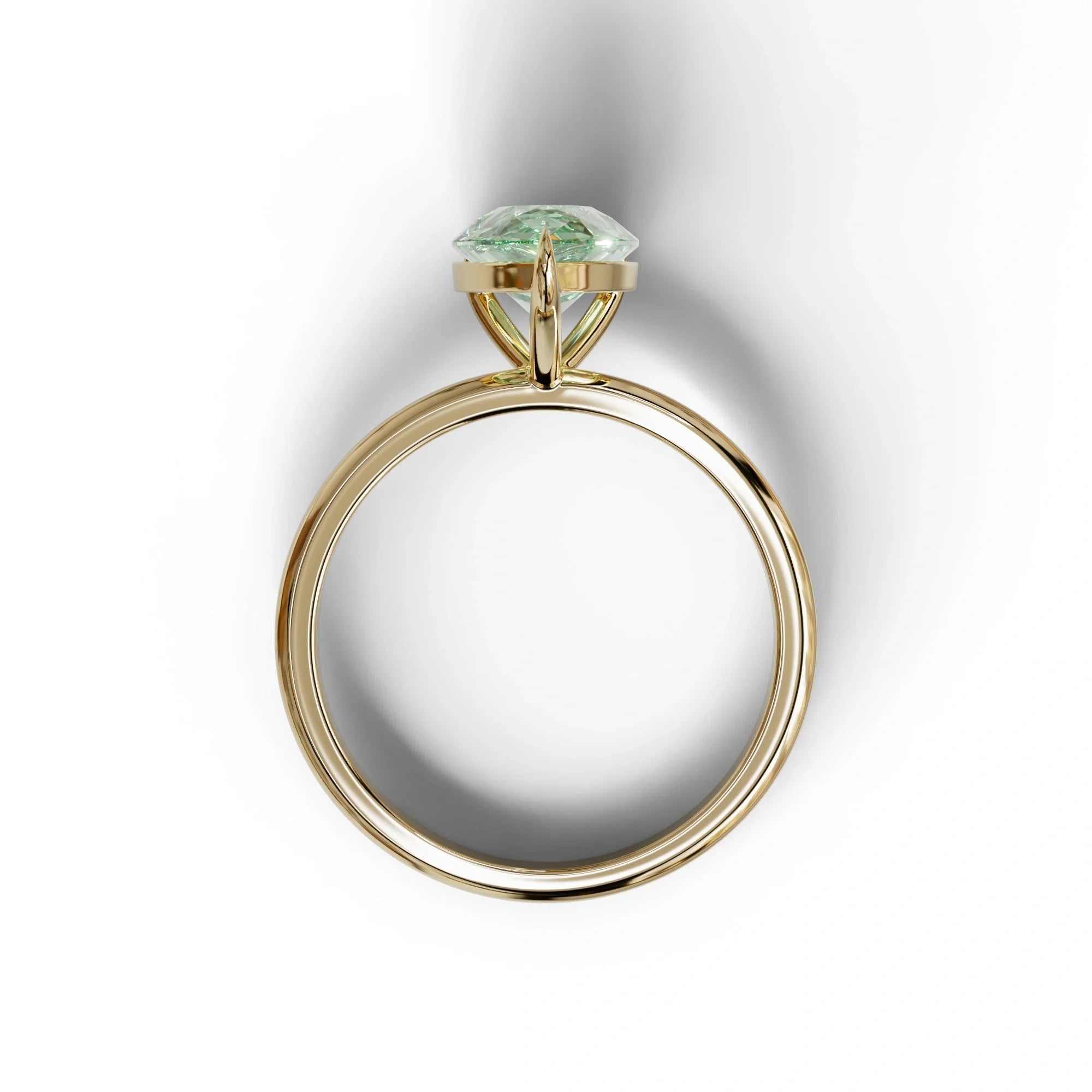 Green Pear Cut Solitaire Lab Grown Diamond Engagement Ring - Maniola