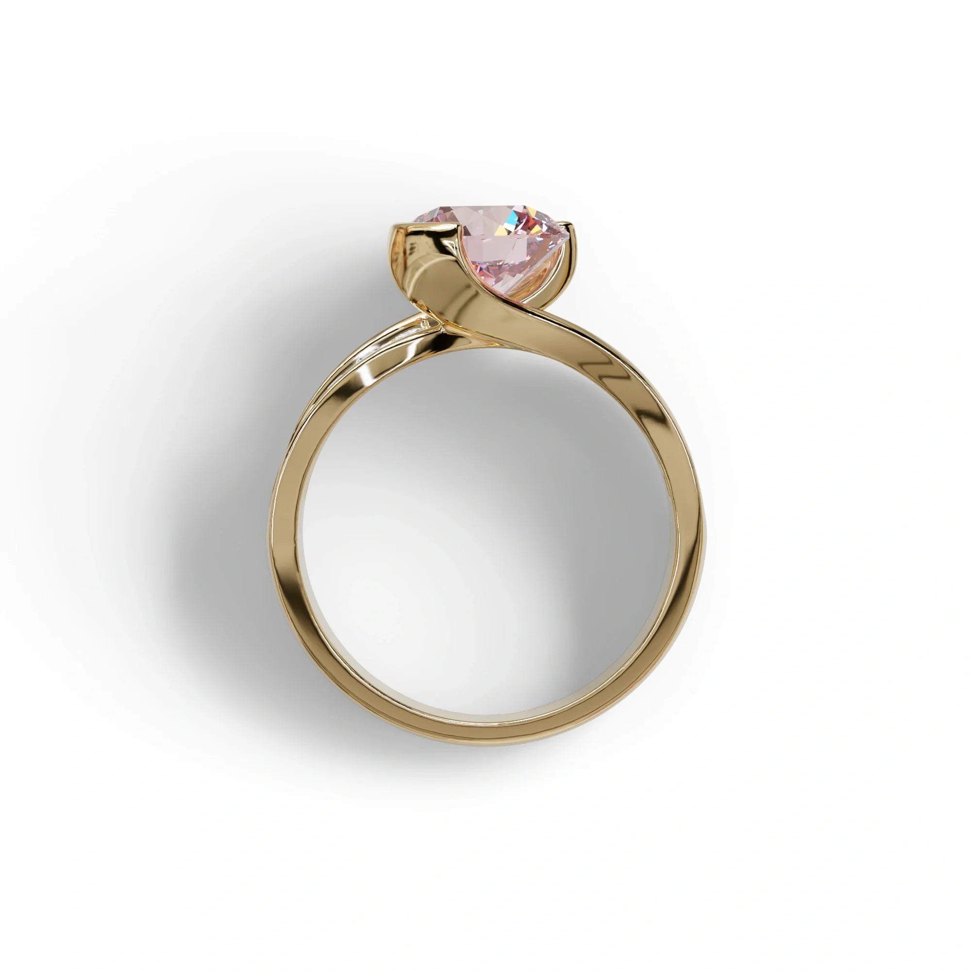 2 Carat Pink Round Shaped Channel Set Lab Diamond Engagement Ring - Avonlea