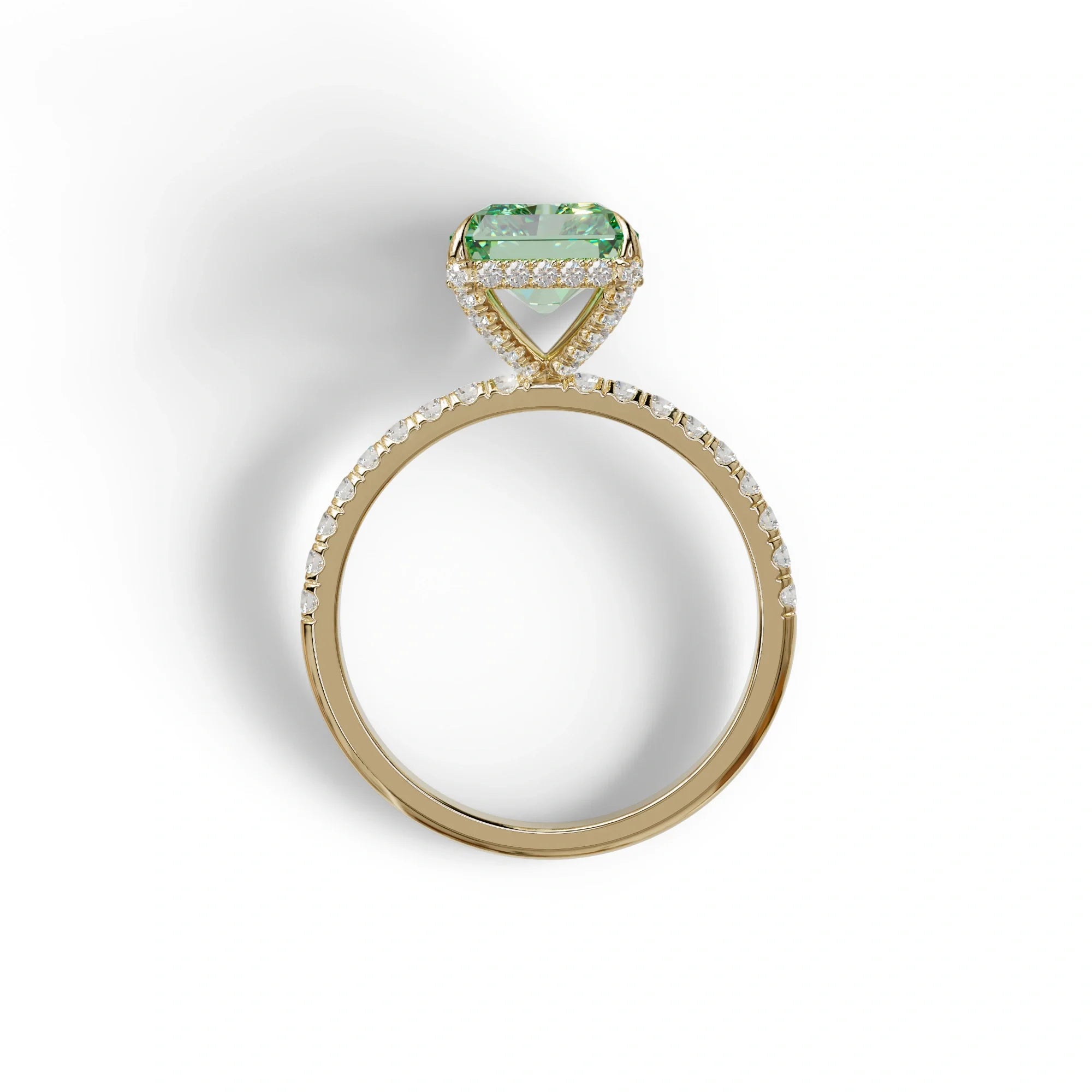 3 Carat Radiant Cut Green Color Lab Diamond Ring -Monica
