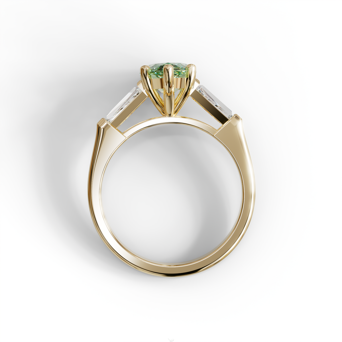 Green Marquise & Tapered Baguette Multi Stone Engagement Ring