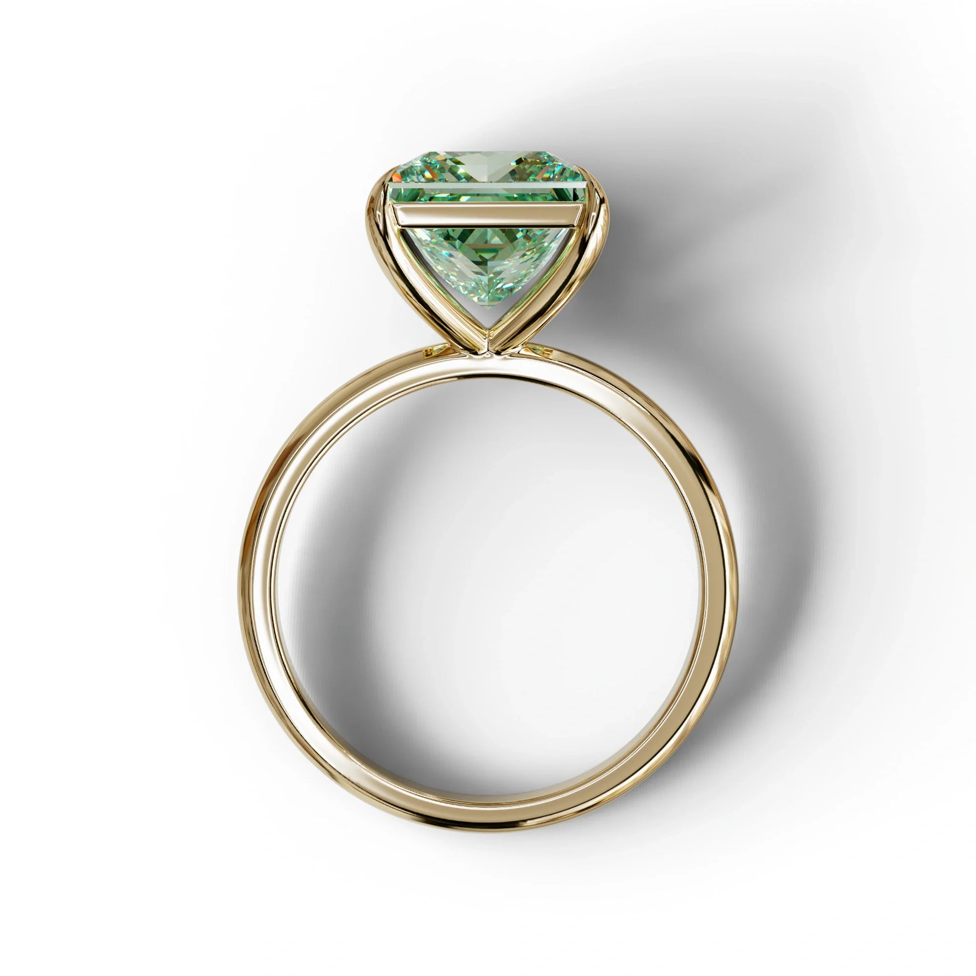 Green Princess Cut Solitaire Lab Grown Diamond Engagement Ring - Speyeria