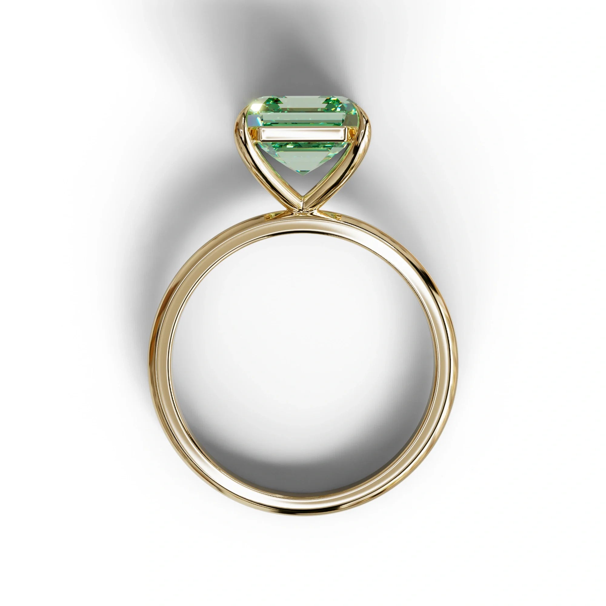 Green Asscher Cut Solitaire Lab Grown Diamond Engagement Ring - Fabriciana