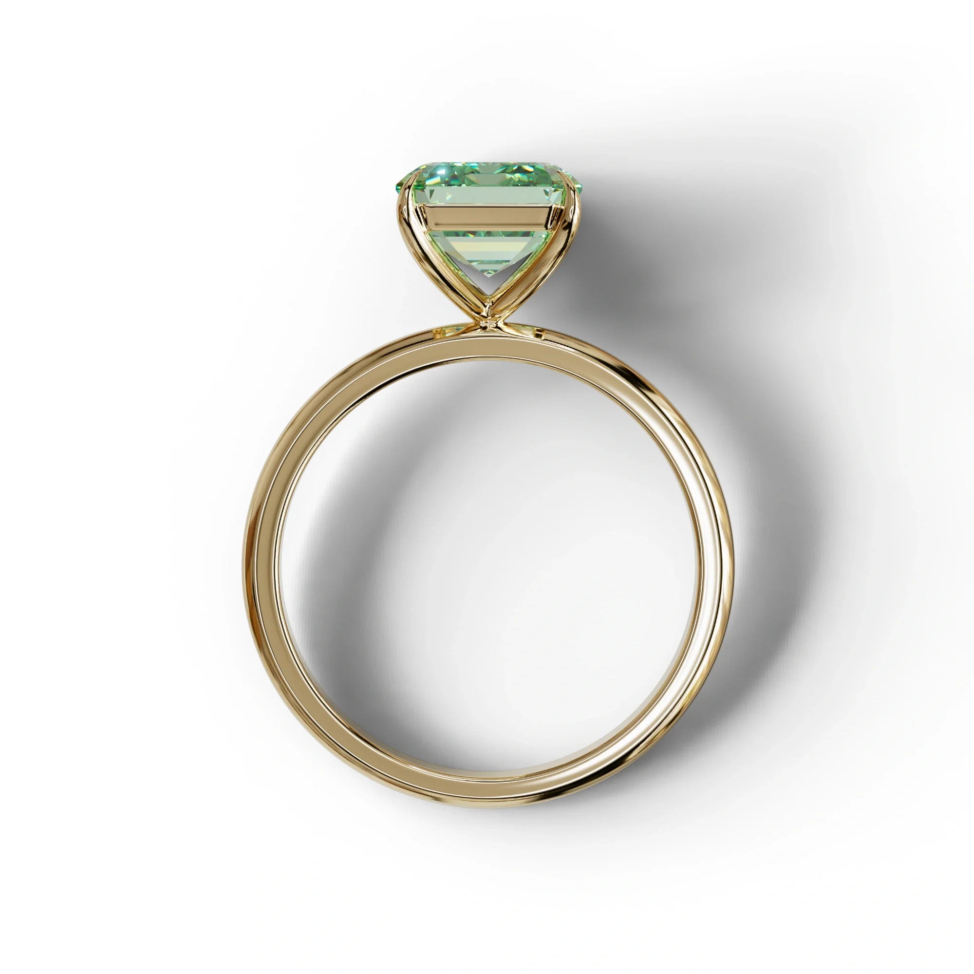 Green Emerald Cut Solitaire Lab Grown Diamond Engagement Ring - Vanessa