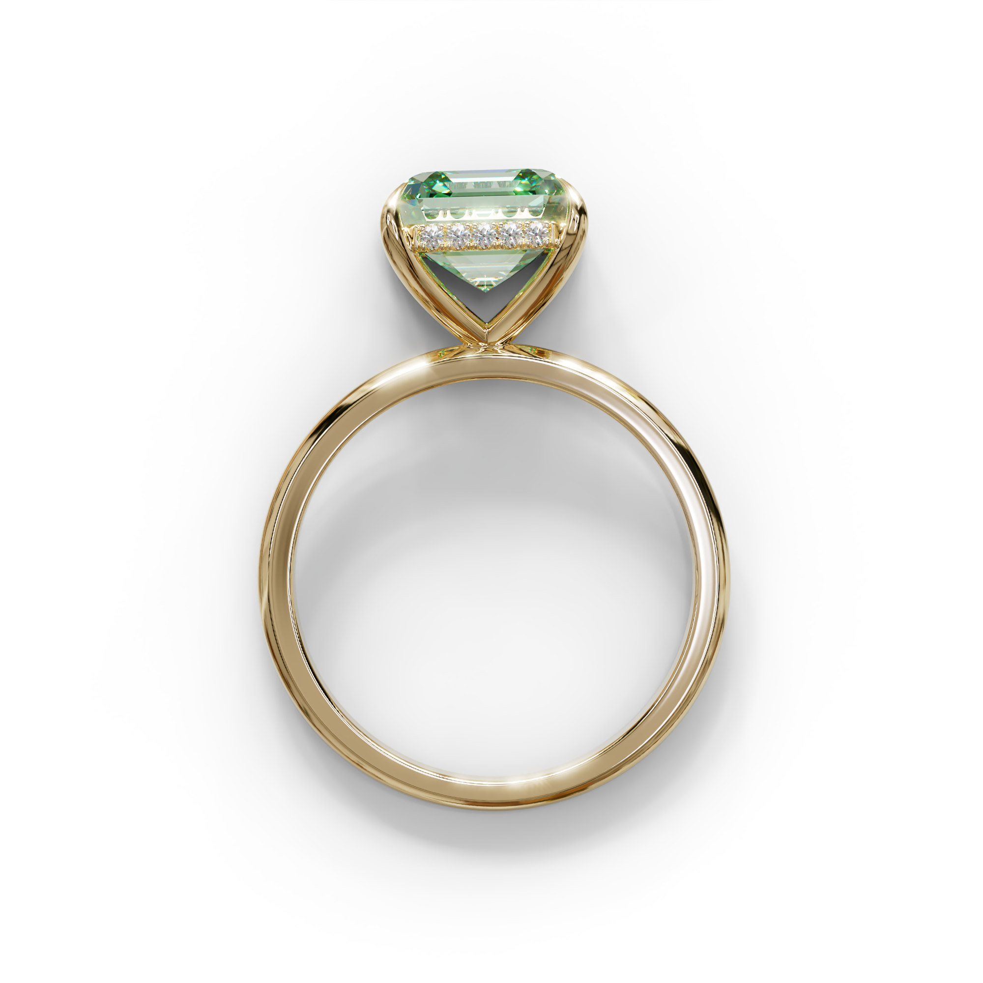 2.5 Carat Green Asscher Cut Hidden Halo Setting Lab Grown Diamond Ring