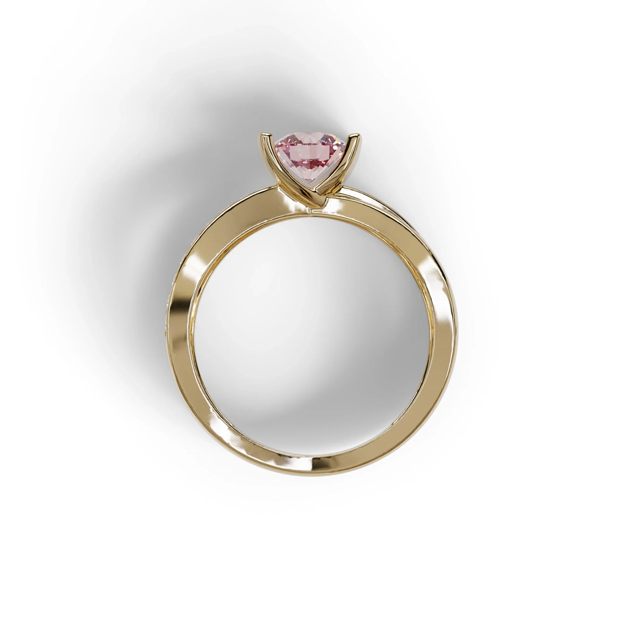 1 Carat Pink Round Cut Lab Diamond Crossover Ring Pave Setting - Lisa