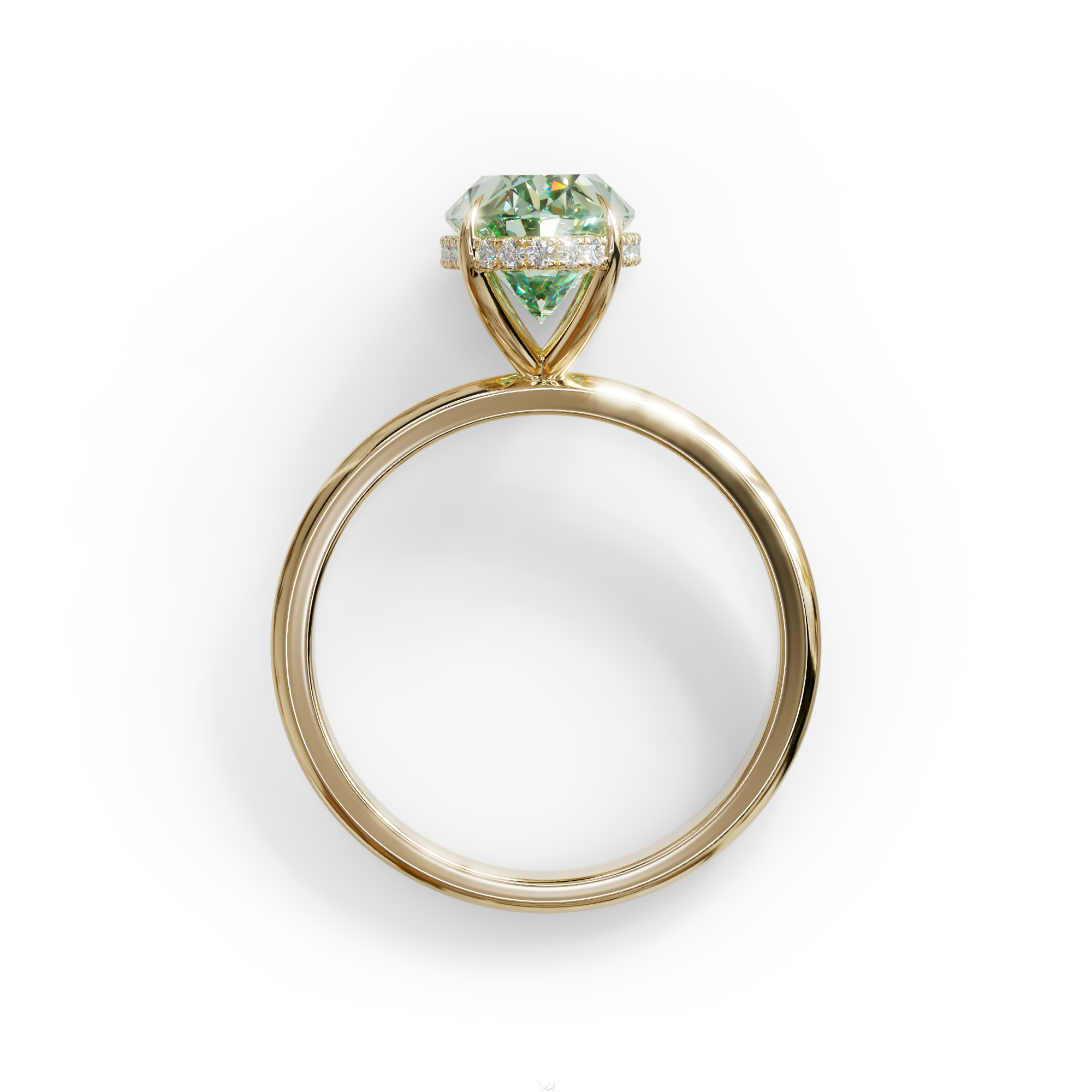 2.5 Carat Green Oval Cut Hidden Halo Lab Diamond Ring - Mi Amor