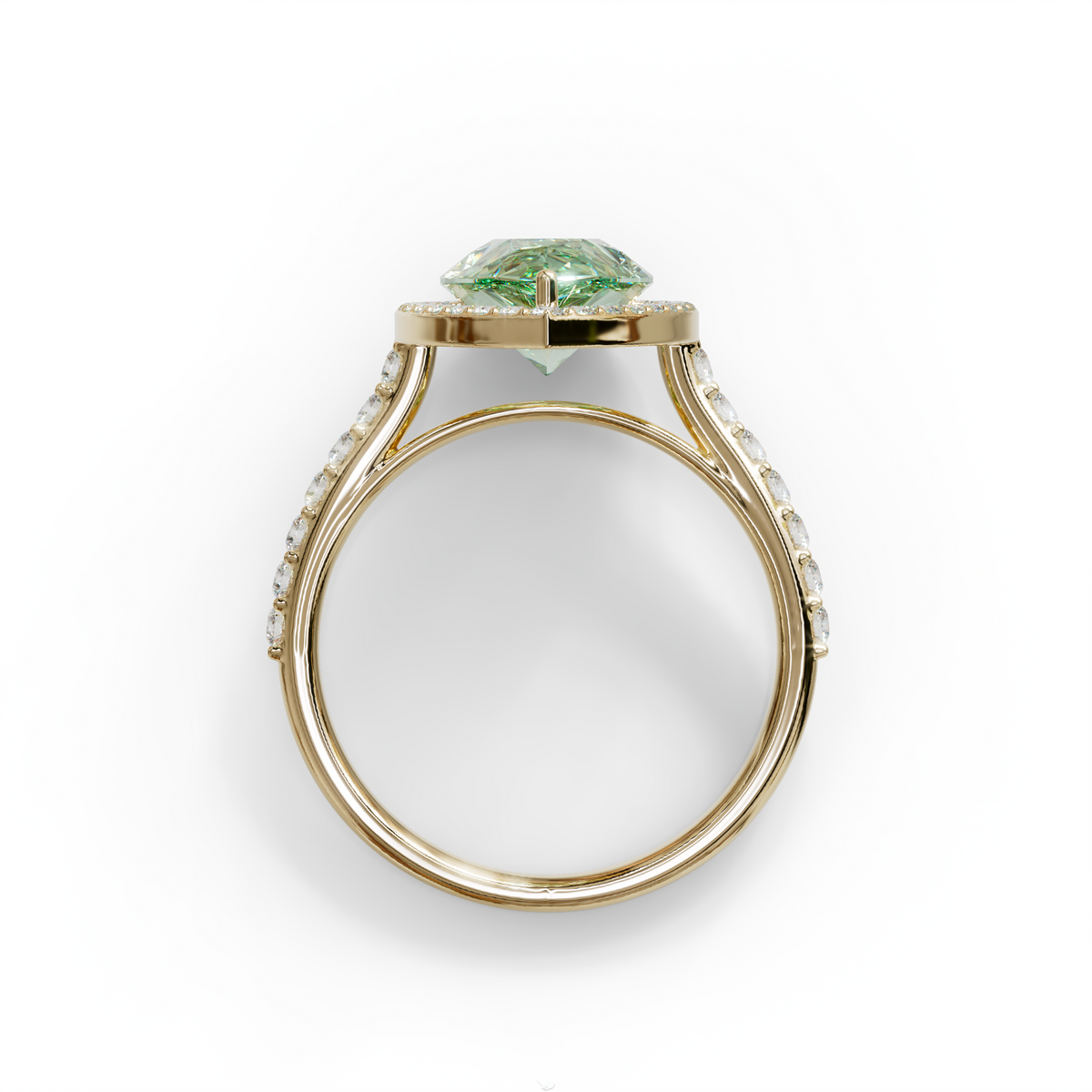 3 Carat Green Pear Cut Halo & Pave Setting Lab Grown Diamond Ring - Madona