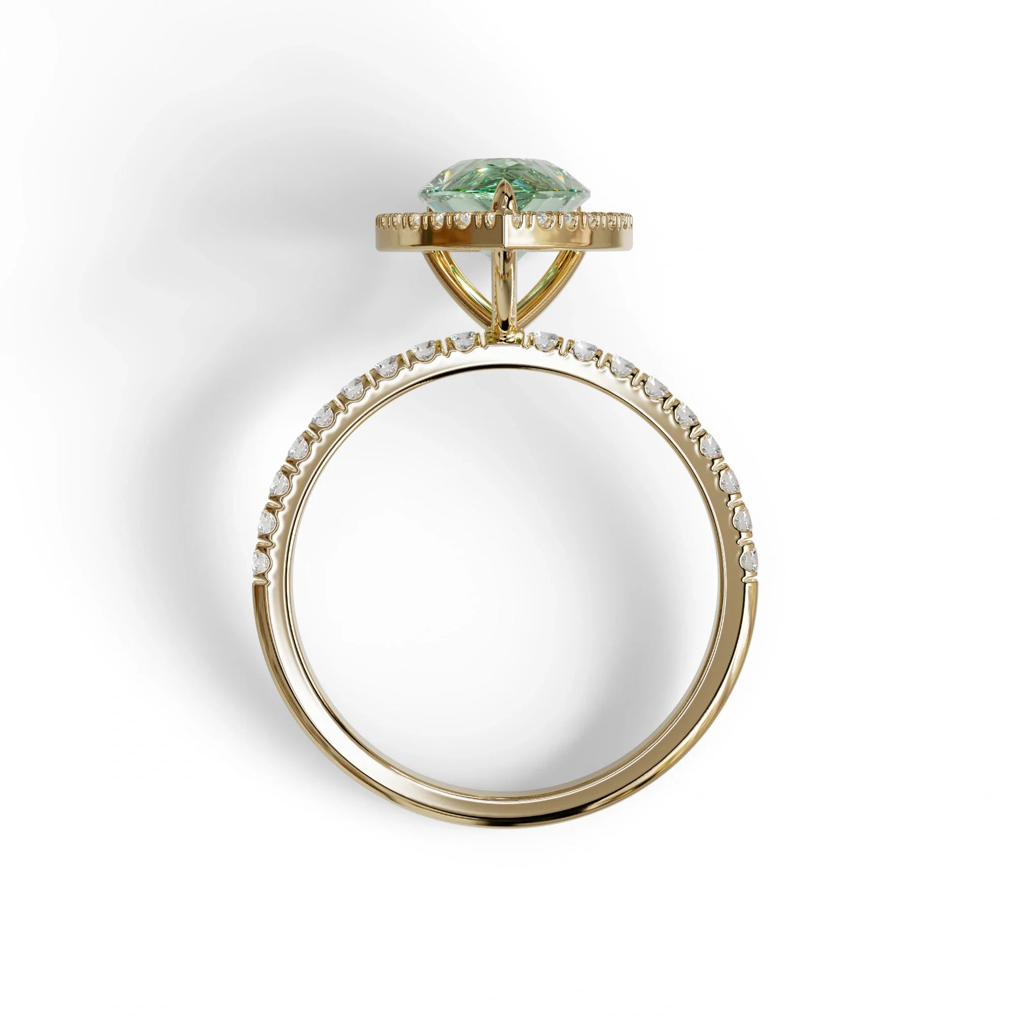2 Carat Green Pear Cut Halo & Pave Lab Diamond Ring - Glam Deck