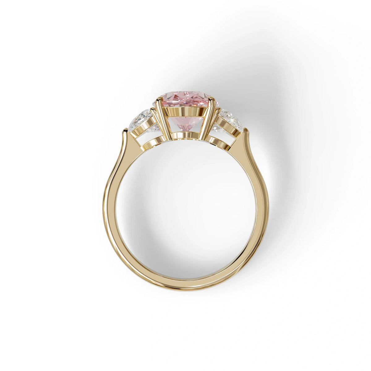 3 Carat Pink Lab Grown Diamond Engagement Ring · Oval Cut Three Stone | Constellation - view 7