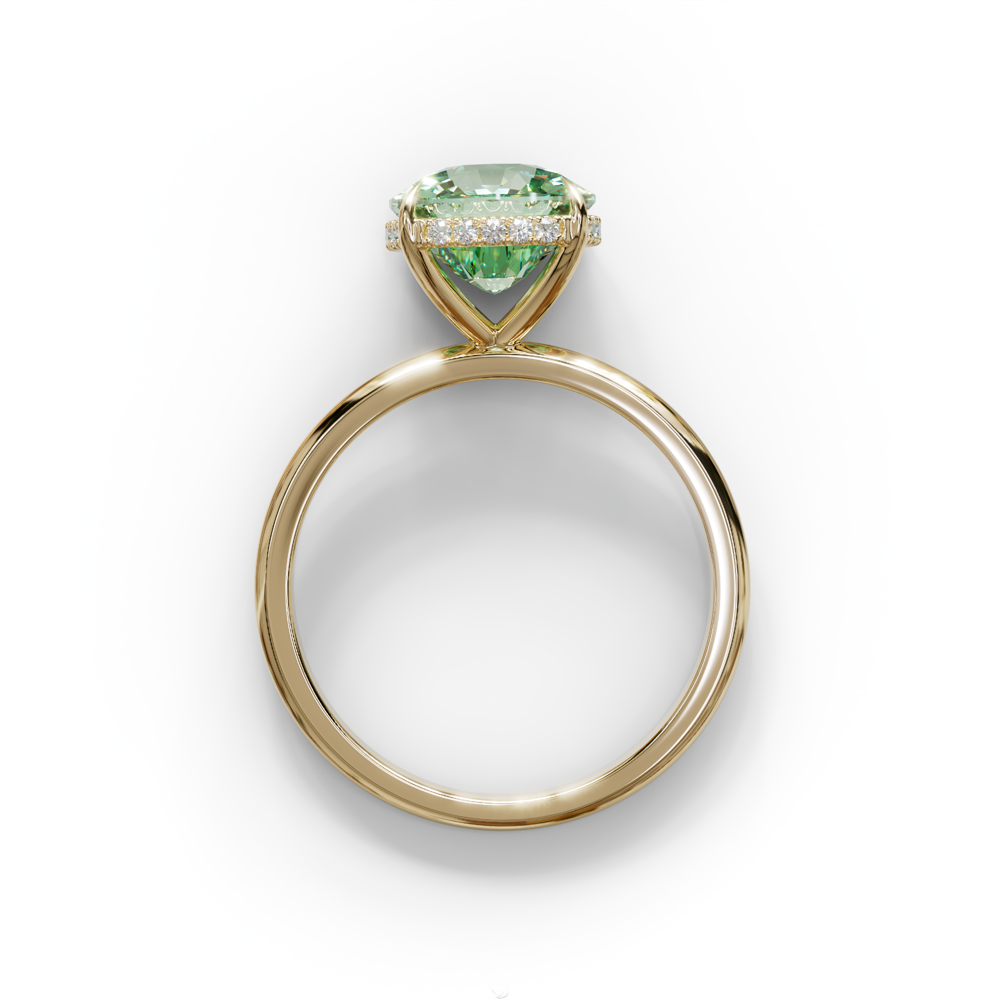 3 Carat Green Cushion Lab Diamond Hidden Halo Ring
