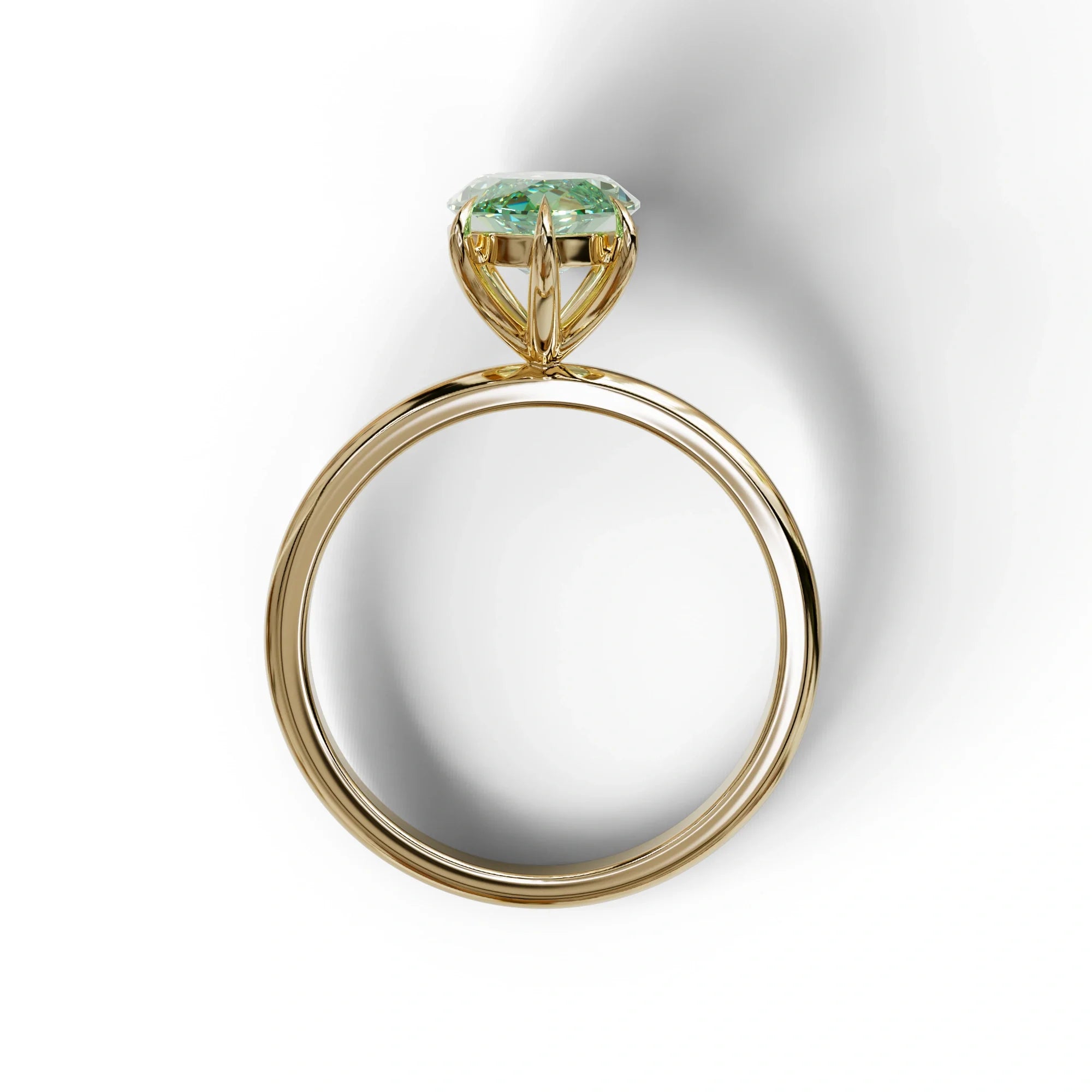 Fancy Vivid Green Marquise Cut Solitaire Lab Grown Diamond Engagement Ring - Celestina