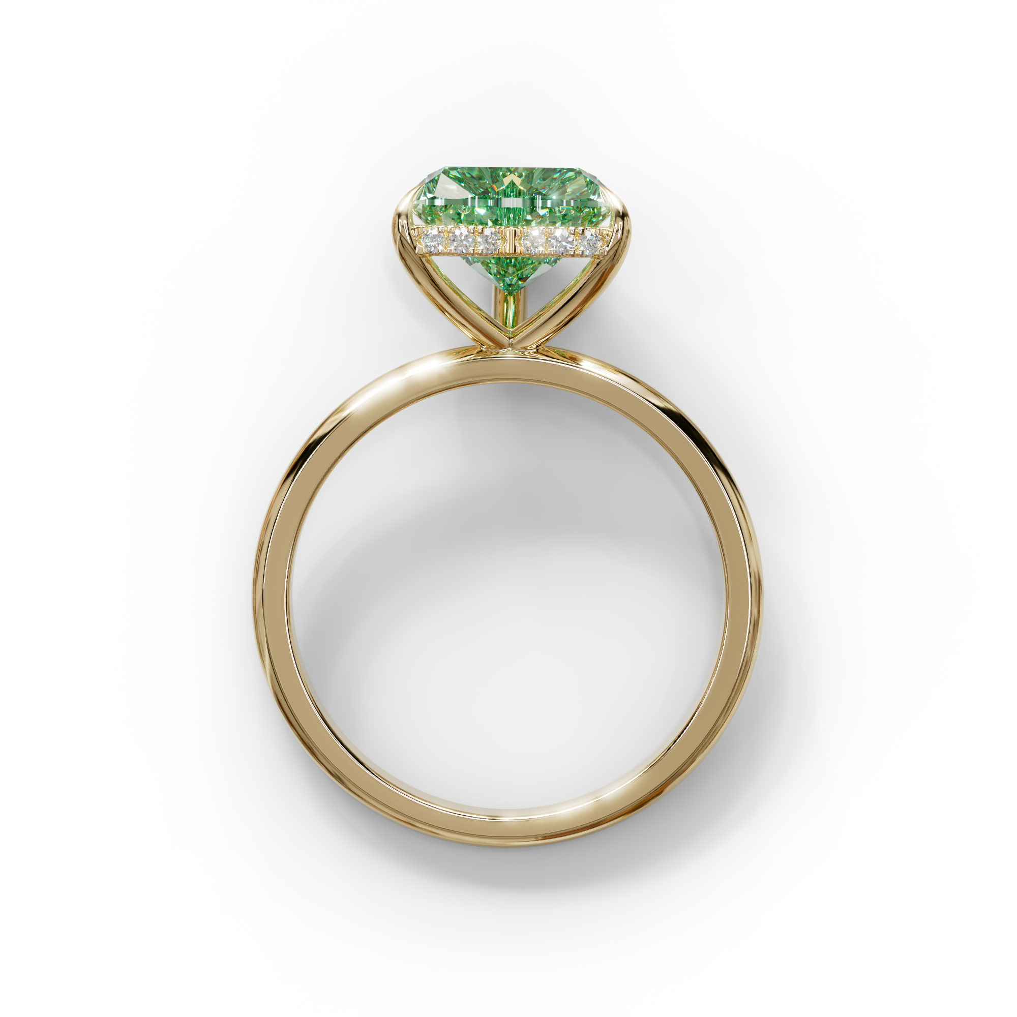 3 Carat Green Heart Cut Hidden Halo Set Lab Grown Diamond Engagement Ring