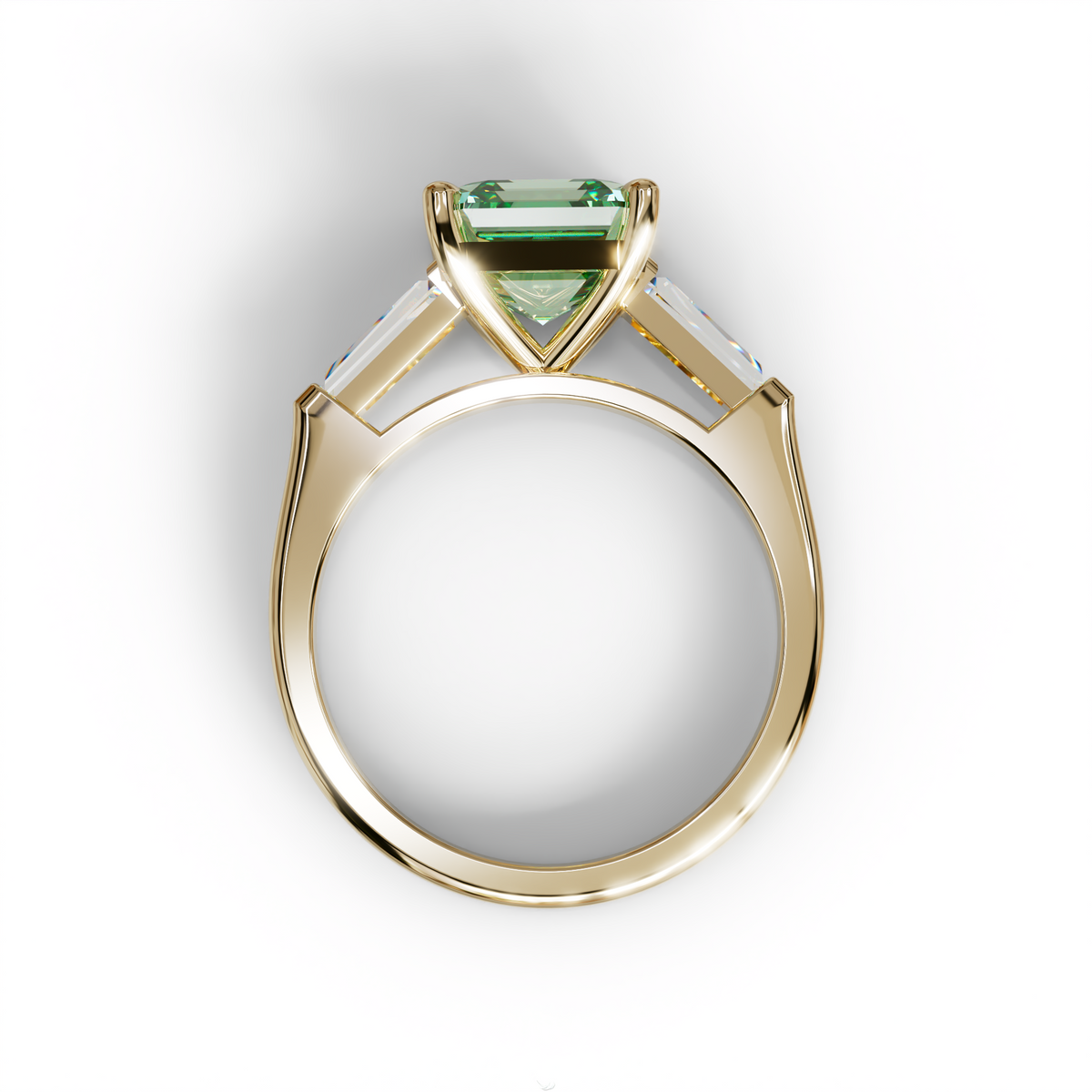 3 Carat Green Asscher & Baguette Cut Multi Stone Lab Diamond Ring - Brillante