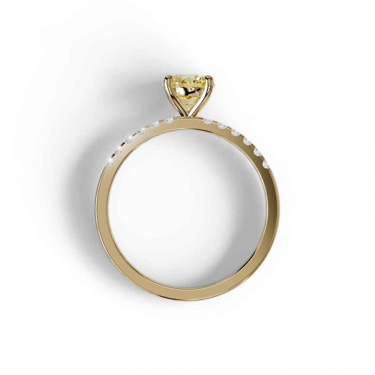 Yellow Round Pave Set Minimalist Engagement Ring - Nova Signature
