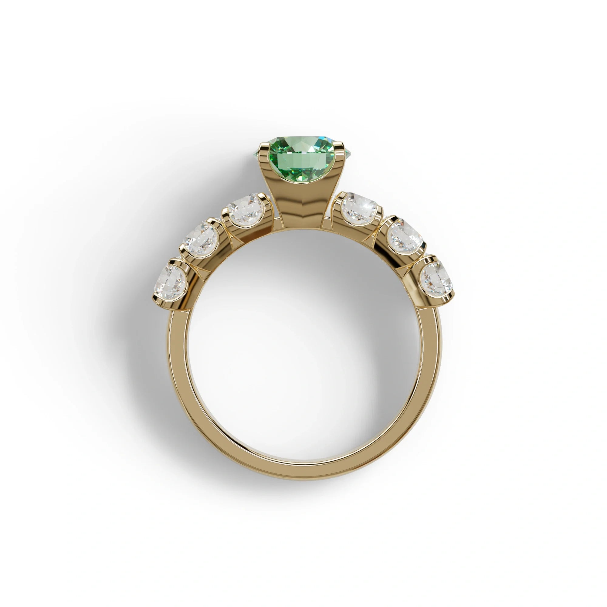 3 Carat Green Round Cut Half Eternity Lab Diamond Engagement Ring - Angeleno