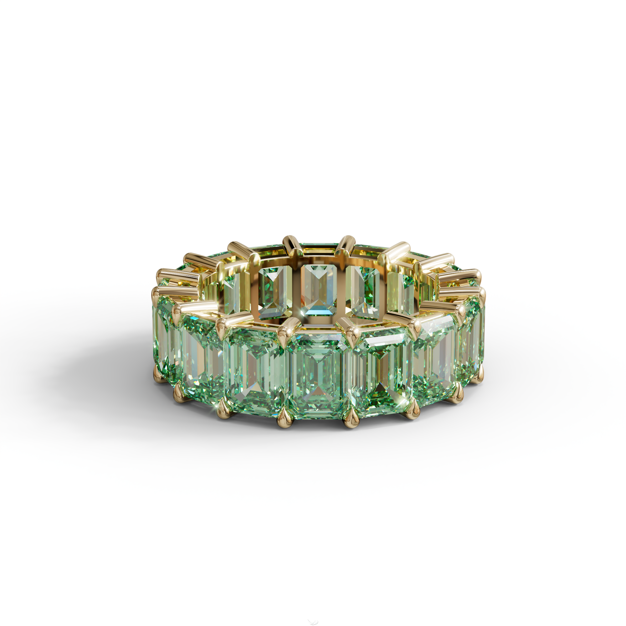 Lab‑Grown Green Emerald‑Cut Diamond Band – Classic Full‑Eternity Style
