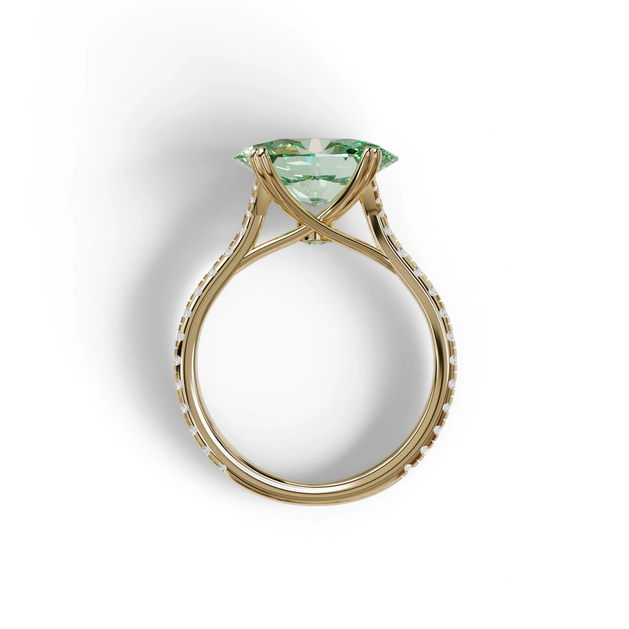 3 Carat Green Oval Lab Diamond Engagement Ring - Ellipse