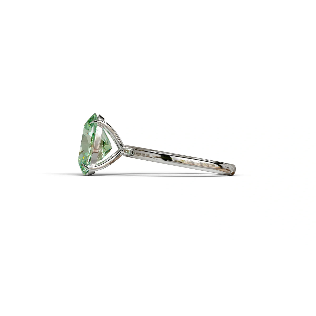 Green Oval Cut Solitaire Lab Grown Diamond Engagement Ring - Curiosa