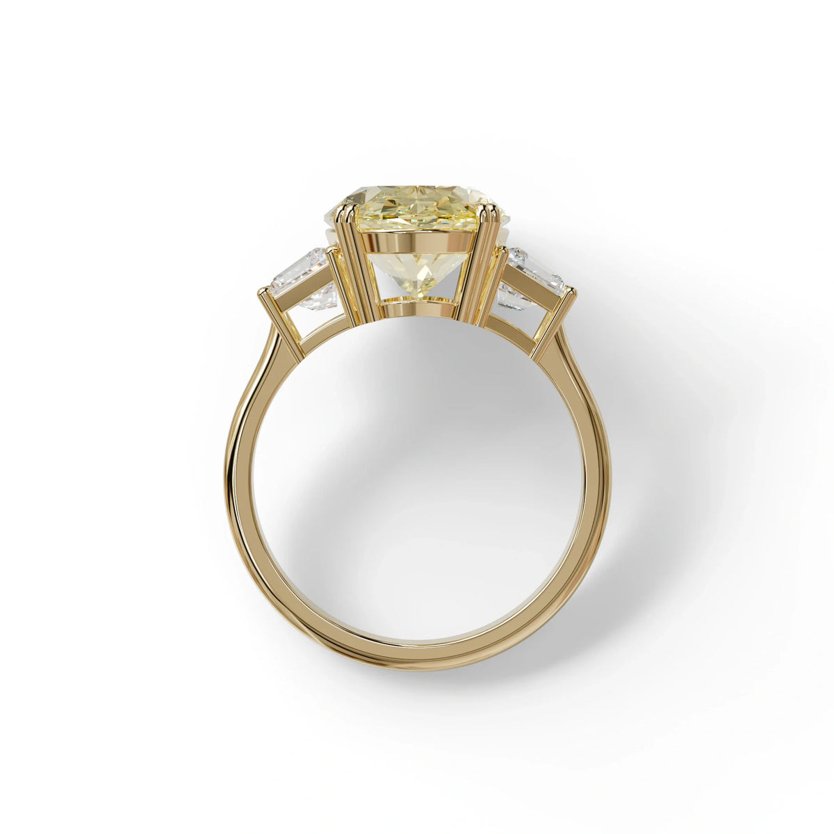 5 Carat Yellow Lab Grown Diamond Engagement Ring · Oval Cut Three Stone | Solstice - view 7