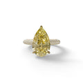 3 Carat Yellow Pear Shaped Hidden Halo Lab Diamond Engagement Ring - Alina - 10K Solid Gold / Yellow Gold
