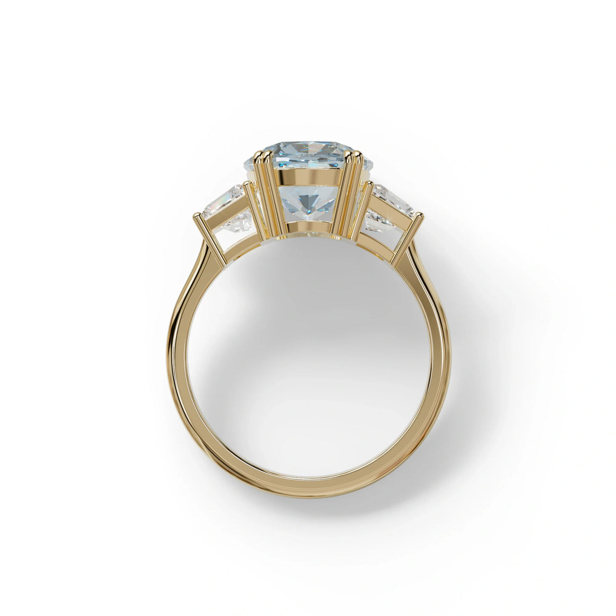 3.5 Carat Blue Lab Grown Diamond Engagement Ring · Cushion Cut Three Stone | Trilogy - view 7