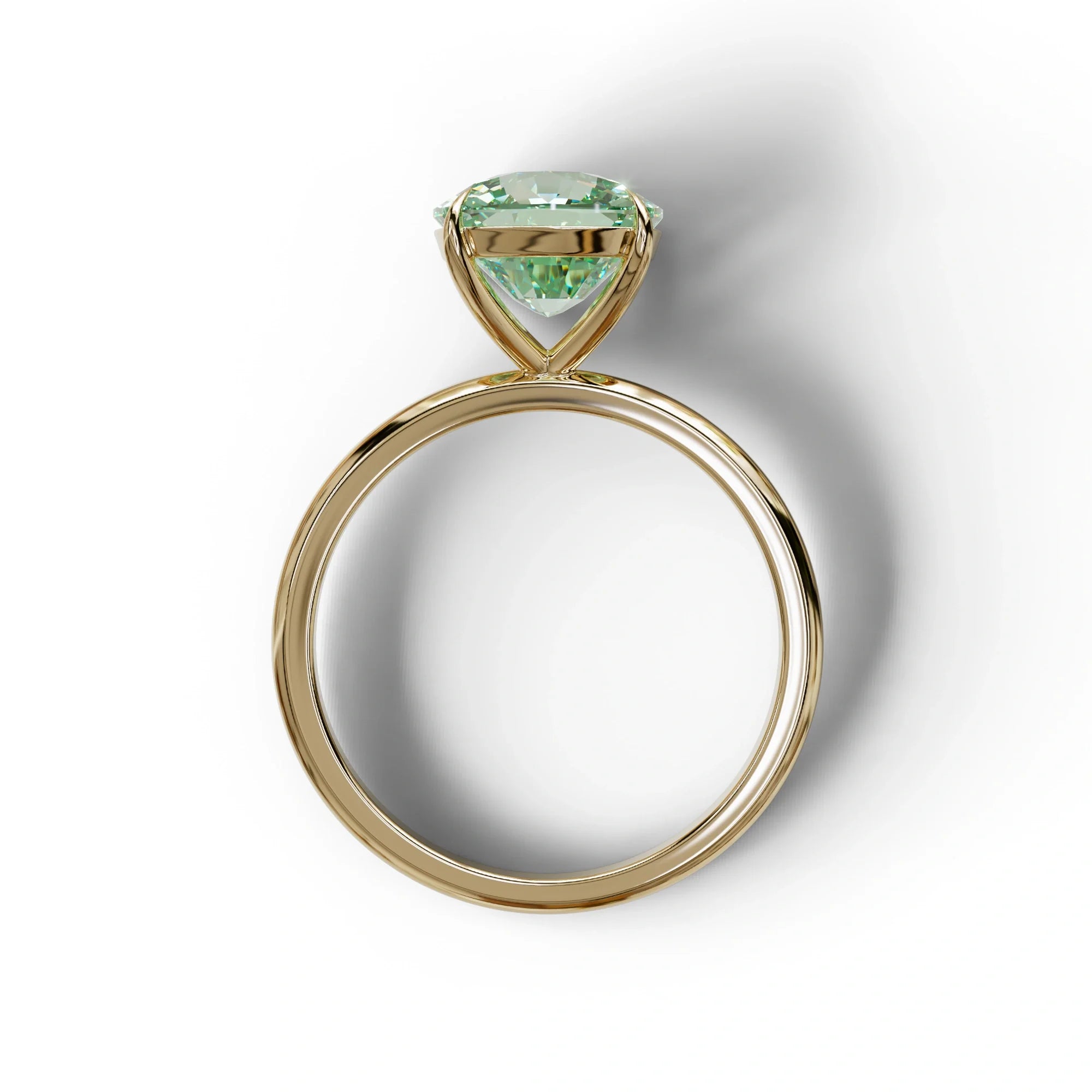 Green Cushion Cut Solitaire Lab Grown Diamond Engagement Ring - Mesmera