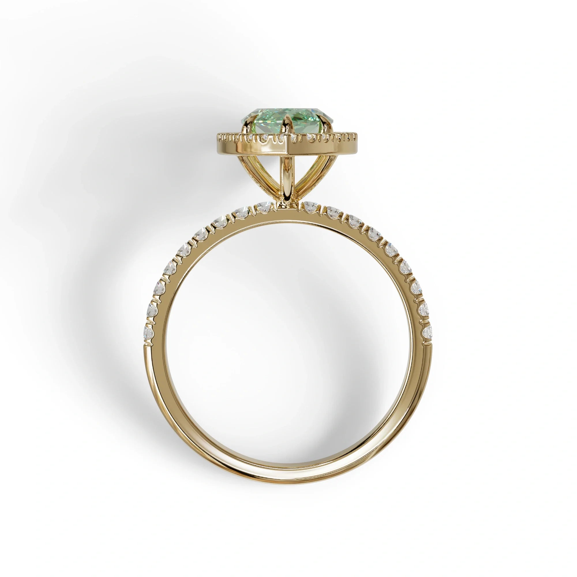 Green Marquise Cut Halo & Pave Lab Grown Diamond Engagement Ring - Simplicity