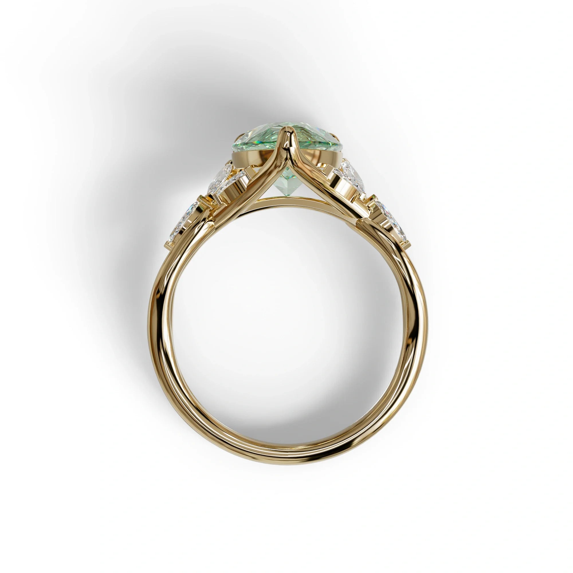 3 Carat Green Pear Cut Cluster-Vintage Setting Lab Grown Diamond Ring - Celena