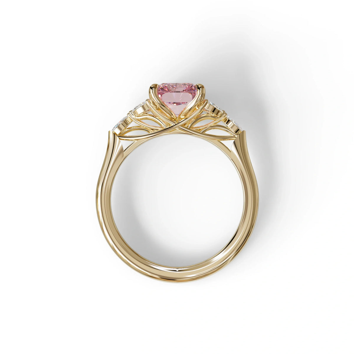 2.5 Carat Pink Lab Grown Diamond Engagement Ring · Radiant Cut Nature-Inspired | Aurora - view 7