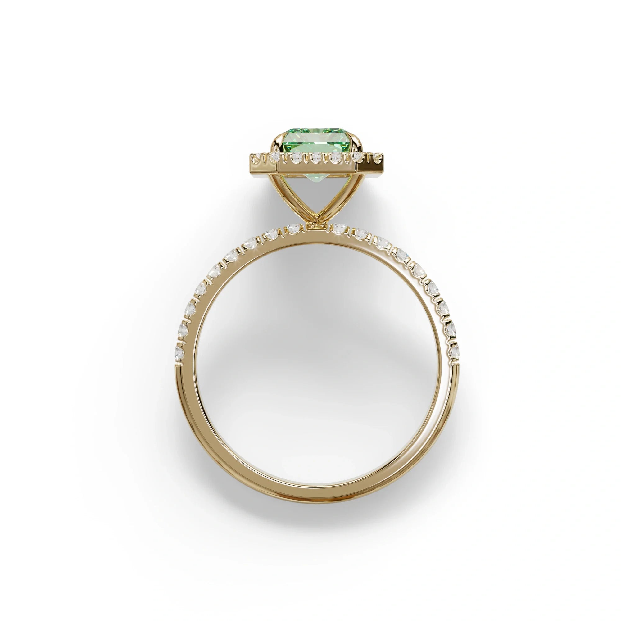 Green Radiant Cut Halo & Pave Lab Grown Diamond Engagement Ring - Madison