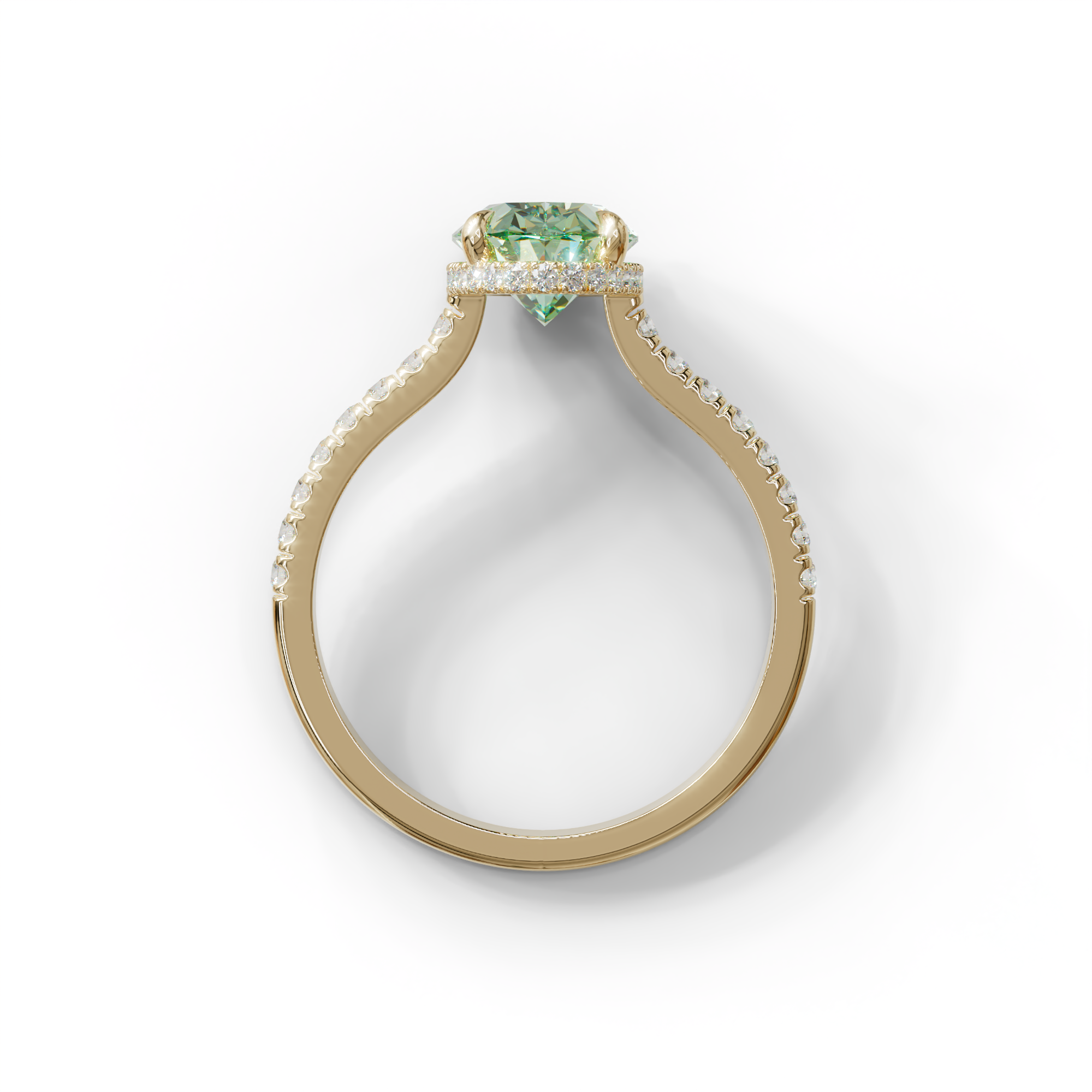2.5 Carat Green Oval Hidden Halo & Pave Setting Lab Diamond Ring - Eblouissant