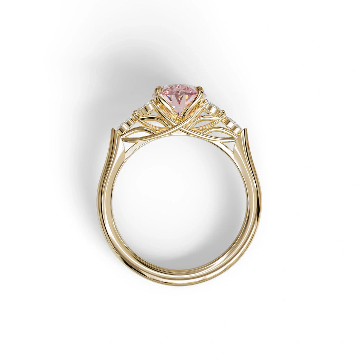 2.5 Carat Pink Lab Grown Diamond Engagement Ring · Oval Cut Nature-Inspired | Halcyon - view 7