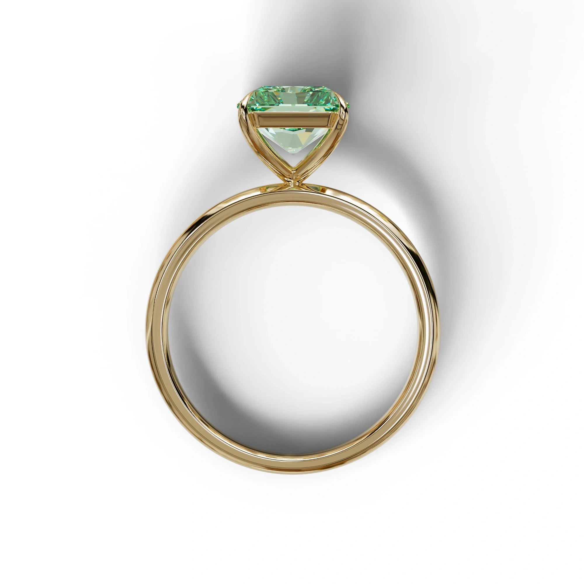 Green Radiant Cut Solitaire Lab Grown Diamond Engagement Ring - Papilia