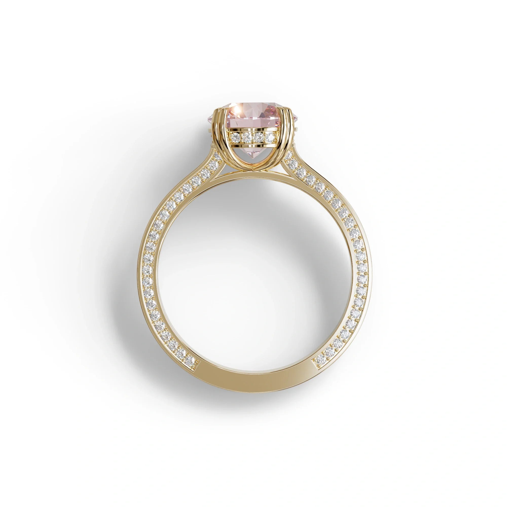 2 Carat Pink Round Cut Hidden Halo Lab Diamond Engagement Ring - Maeve