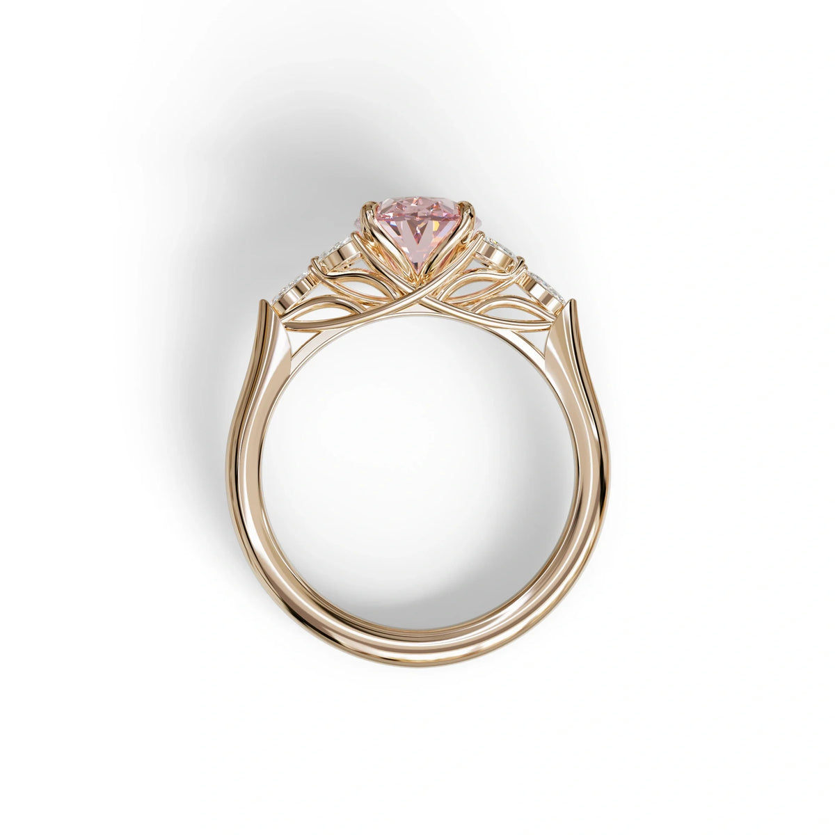 2.5 Carat Pink Lab Grown Diamond Engagement Ring · Oval Cut Nature-Inspired | Halcyon - view 8