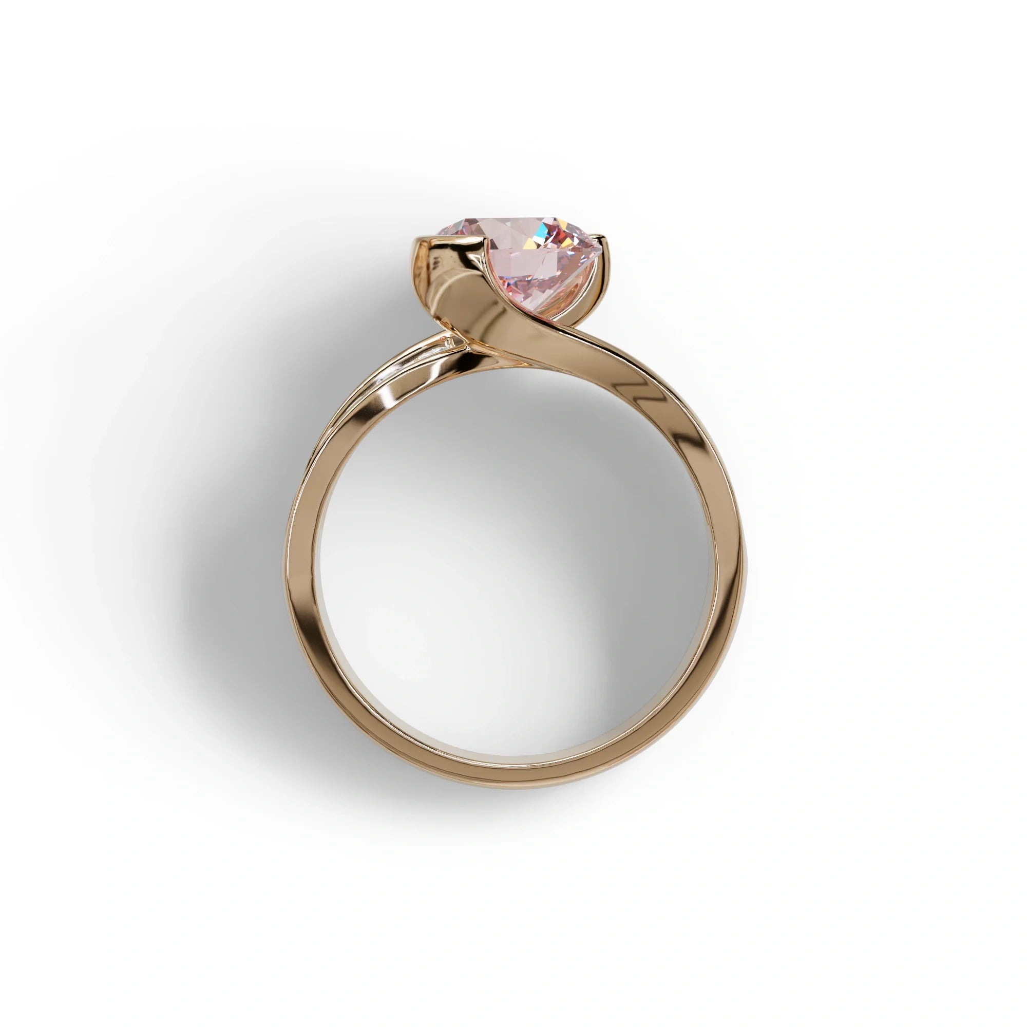 2 Carat Pink Round Shaped Channel Set Lab Diamond Engagement Ring - Avonlea