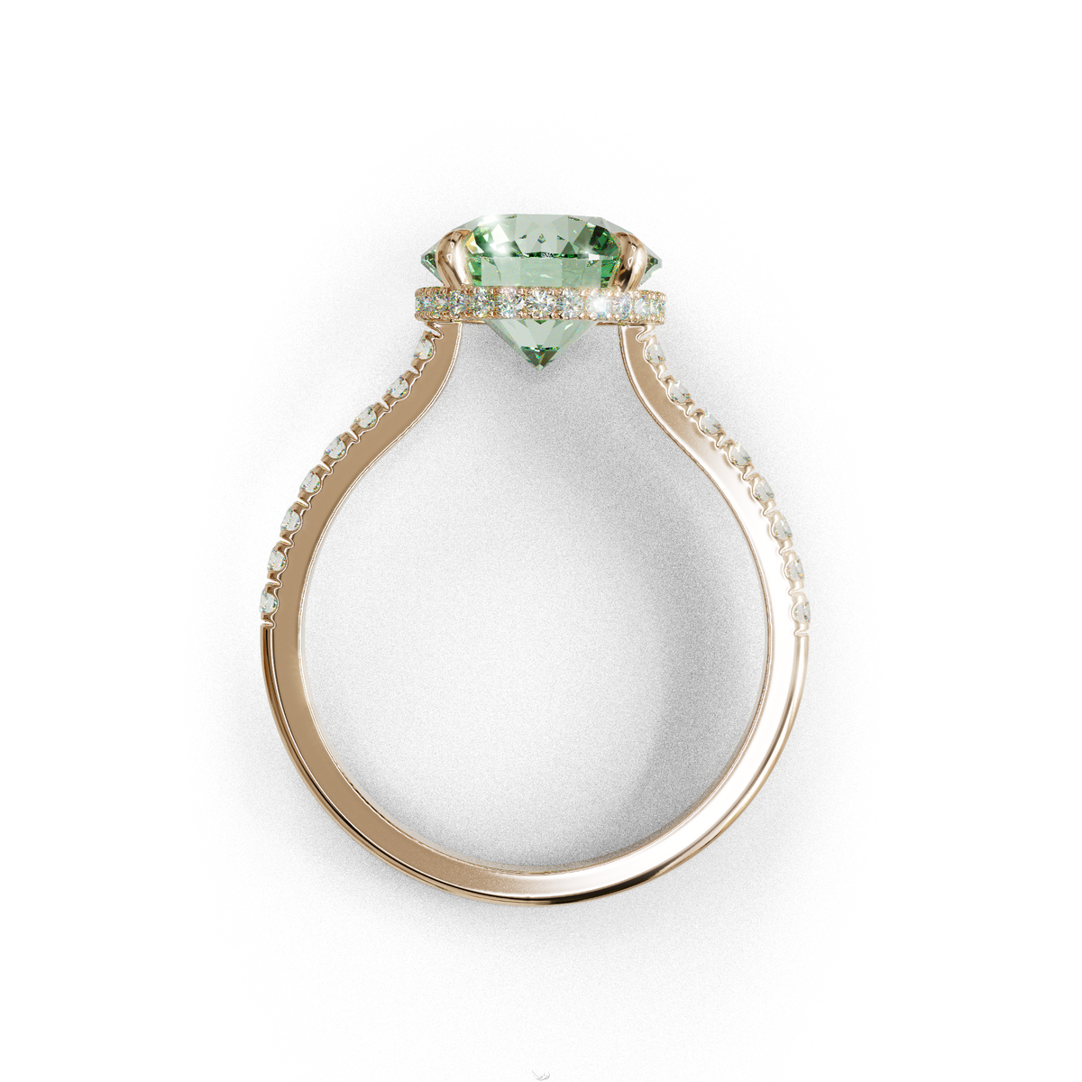 3 Carat Green Round Cut Hidden Halo & Pave Setting Lab Diamond Ring - Eblouissant
