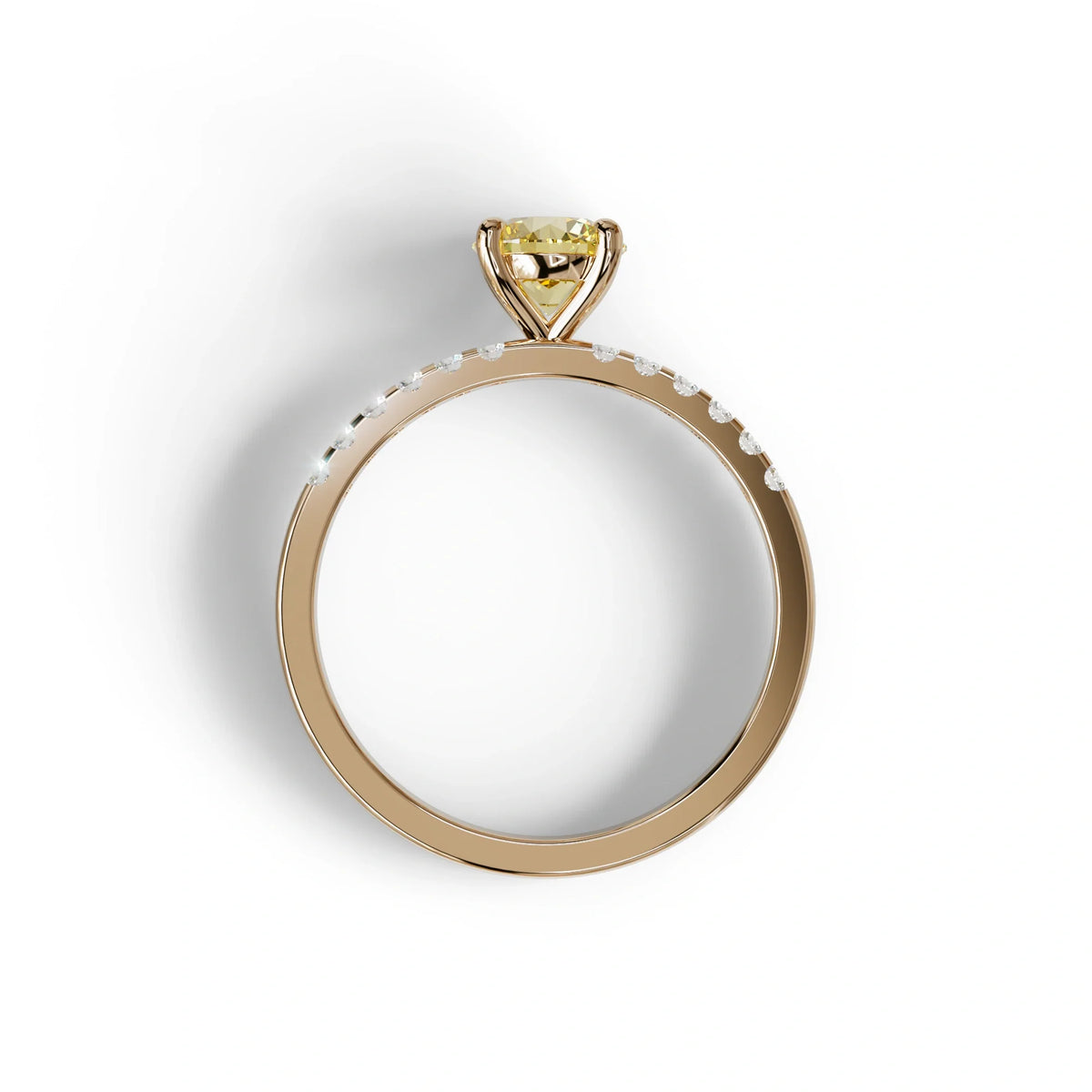 Yellow Round Pave Set Minimalist Engagement Ring - Nova Signature