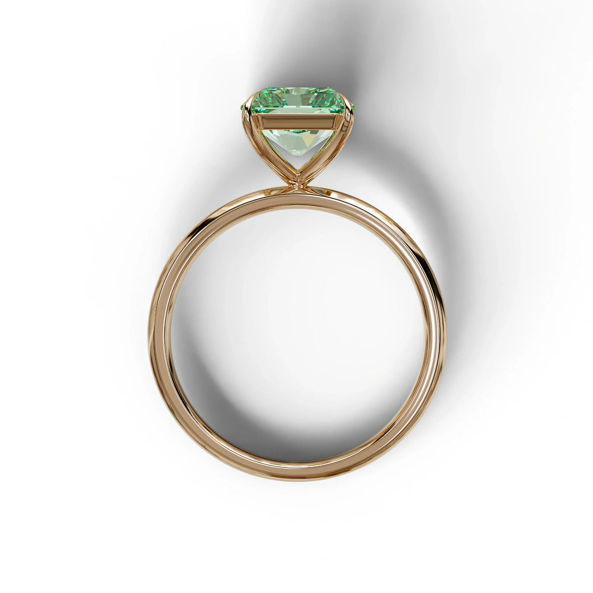 Green Radiant Cut Solitaire Lab Grown Diamond Engagement Ring - Papilia