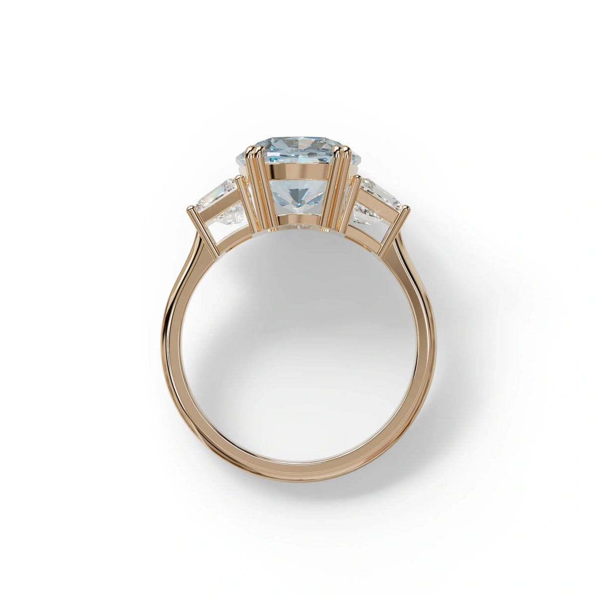 3.5 Carat Blue Lab Grown Diamond Engagement Ring · Cushion Cut Three Stone | Trilogy - view 8