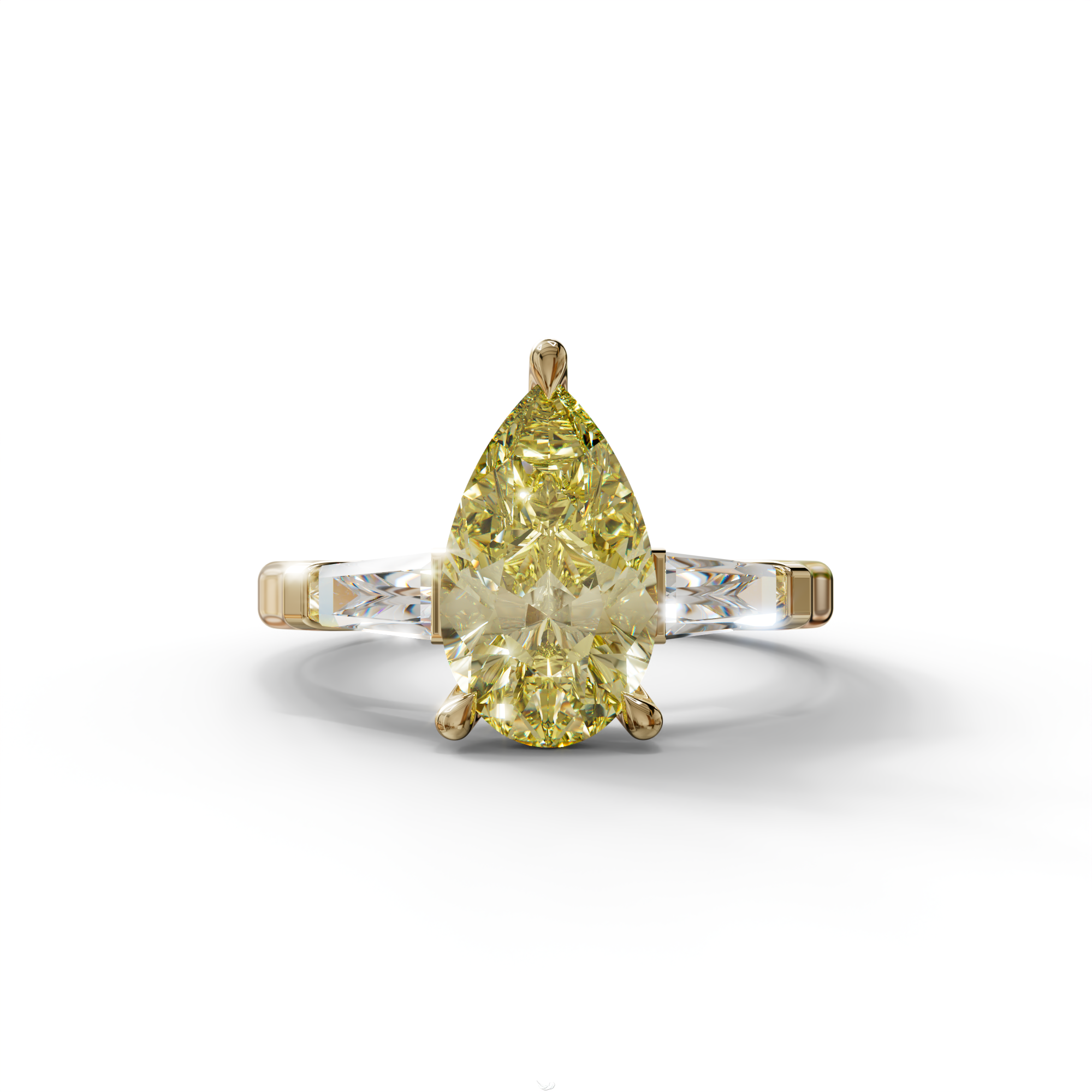 3 Carat Pear Cut Yellow Lab Diamond Engagement Ring - Bella - 10K Solid Gold / Yellow Gold