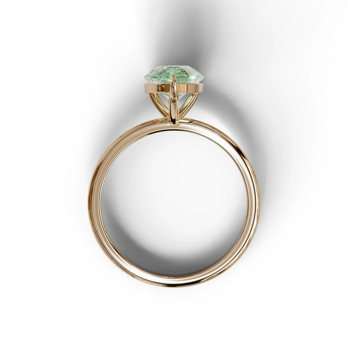 Green Pear Cut Solitaire Lab Grown Diamond Engagement Ring - Maniola