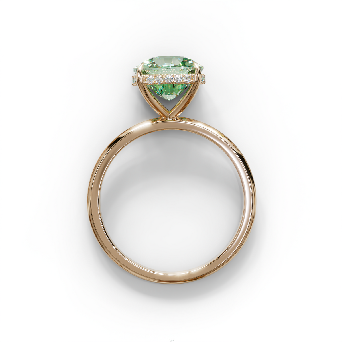 3 Carat Green Cushion Lab Diamond Hidden Halo Ring