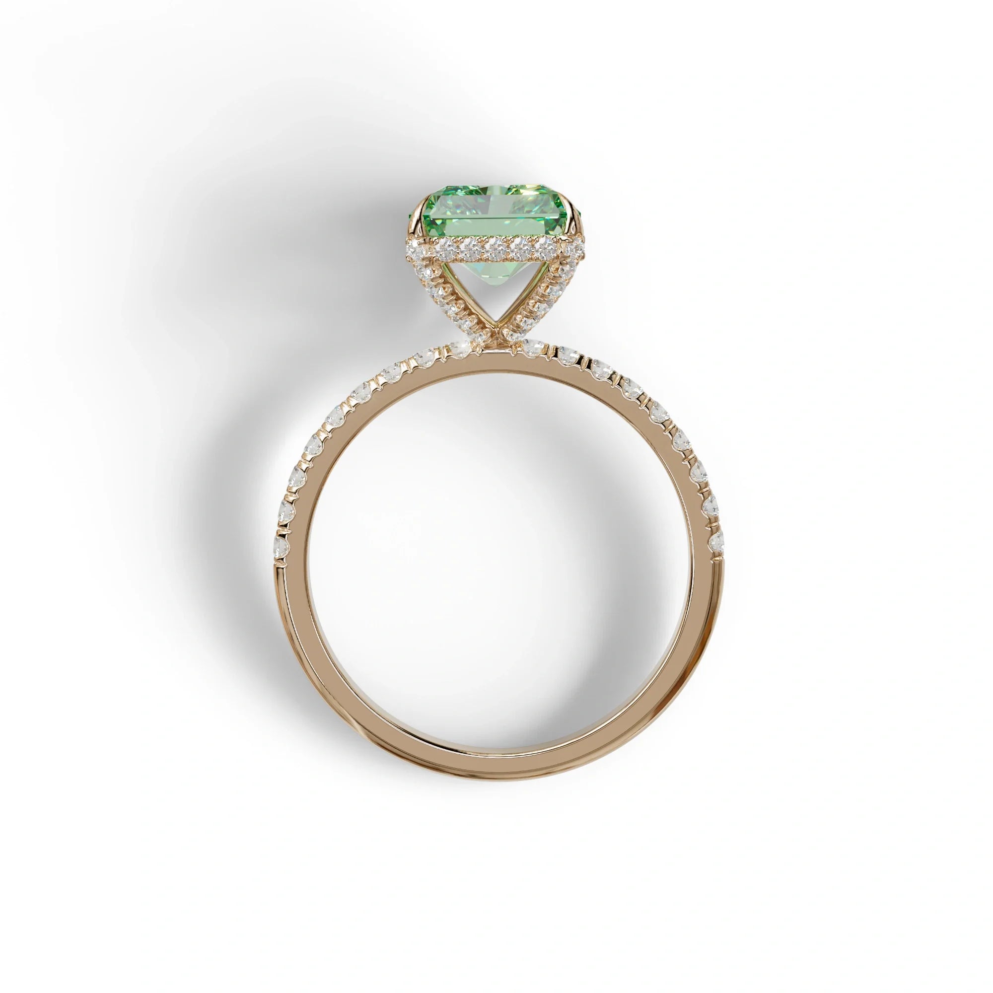 3 Carat Radiant Cut Green Color Lab Diamond Ring -Monica